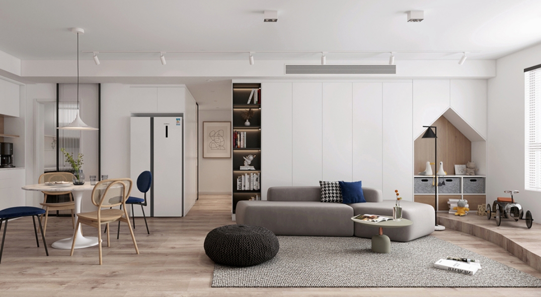 同方锦城135平 黑白原木混搭风