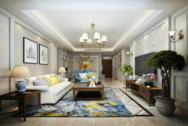 闵富花园139平三居简美风格装修